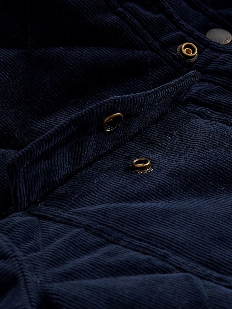 Navy Blue Borg Lined Diamond Quilt Cord Shacket - Image 10 of 10