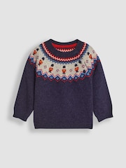 JoJo Maman Bébé Navy Kings Guard Knit Fair Isle Jumper - Image 1 of 3
