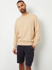 Natur - Threadbare Sweatshirt mit Rundhalsausschnitt und Tasche - Bild 1 von 4