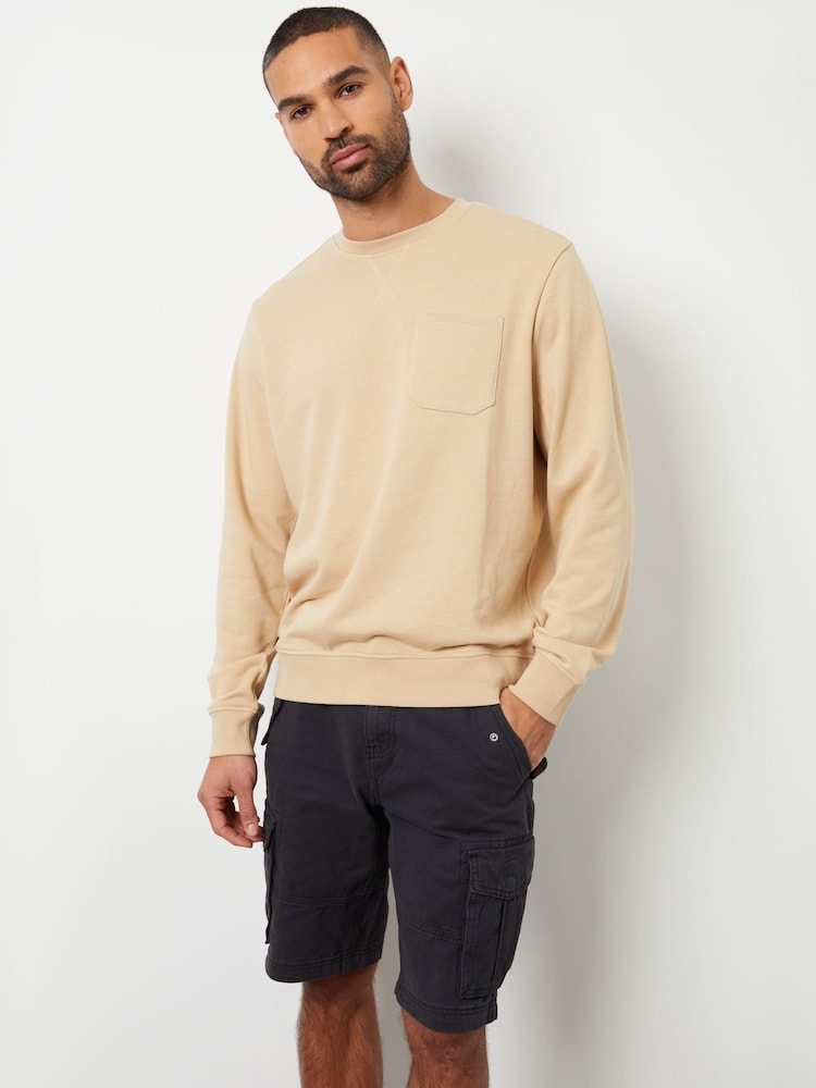 Natur - Threadbare Sweatshirt mit Rundhalsausschnitt und Tasche - Bild 1 von 4