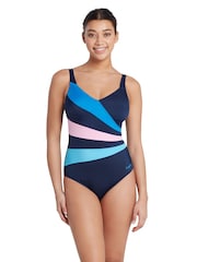 Zoggs Wrap Panel Classicback One Piece Swimsuit with Foam Cup Support and Adjustable Straps - Image 1 of 7
