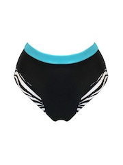 أسود وأزرق حمار وحشي - Pour Moi Palm Springs High Leg Tummy Control Bikini Briefs - صورة 3 من 4