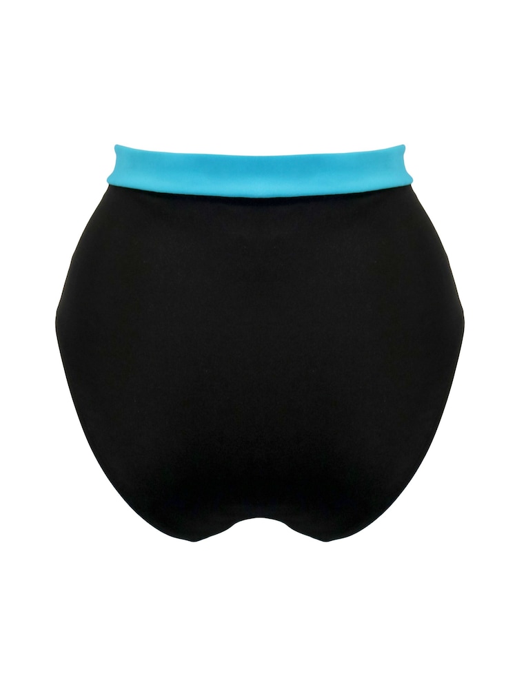 أسود وأزرق حمار وحشي - Pour Moi Palm Springs High Leg Tummy Control Bikini Briefs - صورة 4 من 4