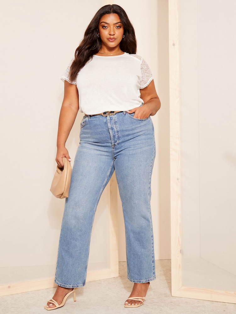 Curves Like These White Short Sleeve Lace Top - Image 2 of 4 Curves Like These White Short Sleeve Lace Top - Image 2 of 4