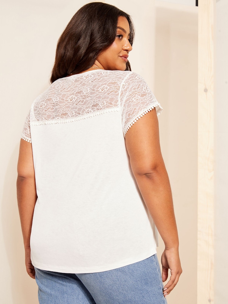 Curves Like These White Short Sleeve Lace Top - Image 4 of 4