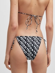 HUGO Tie-Side Black Bikini Bottoms With Repeat Logo Print - Image 3 of 5