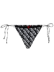 HUGO Tie-Side Black Bikini Bottoms With Repeat Logo Print - Image 5 of 5