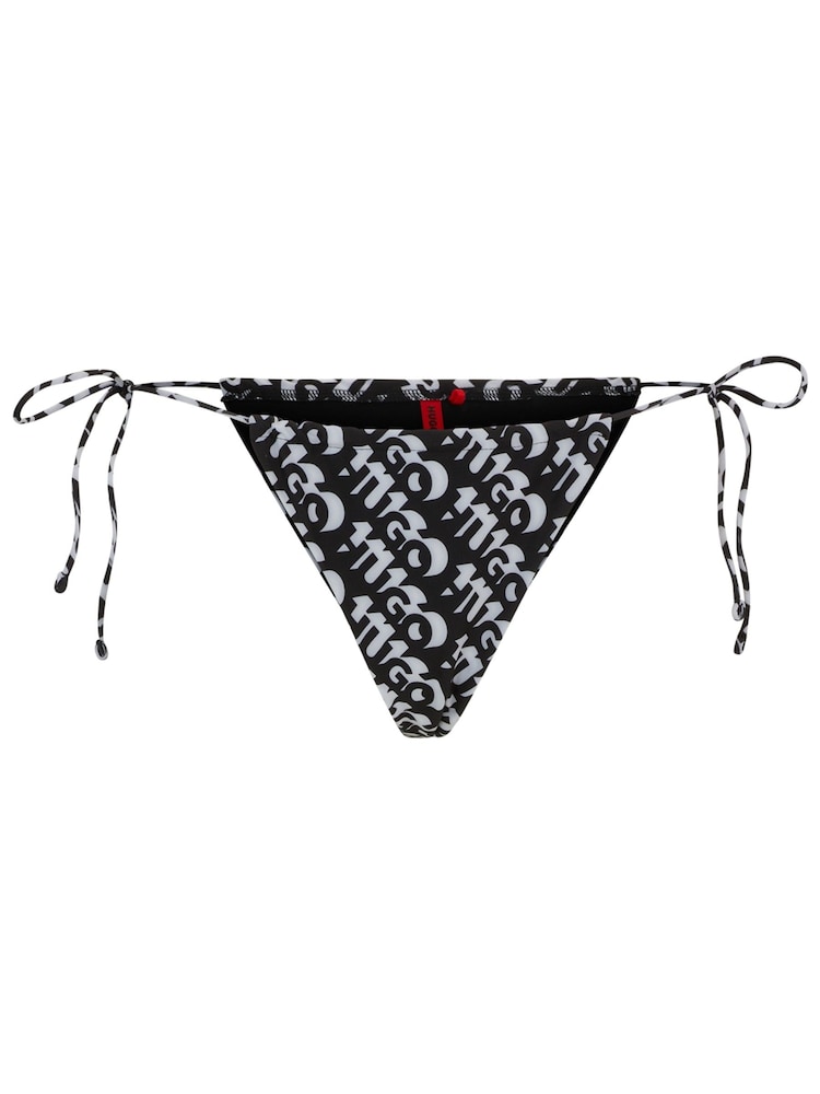 HUGO Tie-Side Black Bikini Bottoms With Repeat Logo Print - Image 5 of 5
