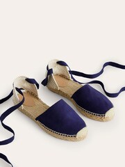 Boden Blue Ankle Tie Flat Espadrilles - Image 3 of 4