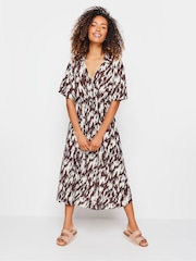 M&Co Brown Printed Collared Shift Dress - Image 1 of 4