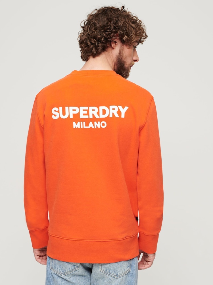 Superdry Orange Sport Loose Crew Sweatshirt - Image 2 of 6