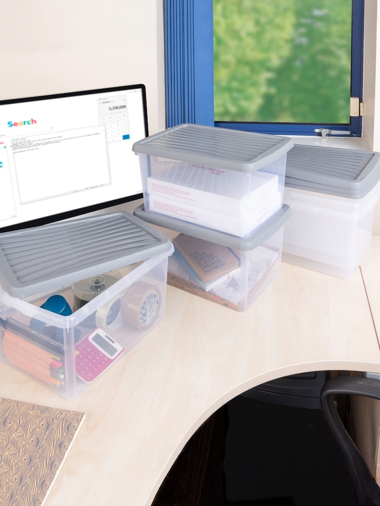 Wham Clear Steel Set of 6 16L Stackable Plastic Storage Box & Lid - Image 1 of 6