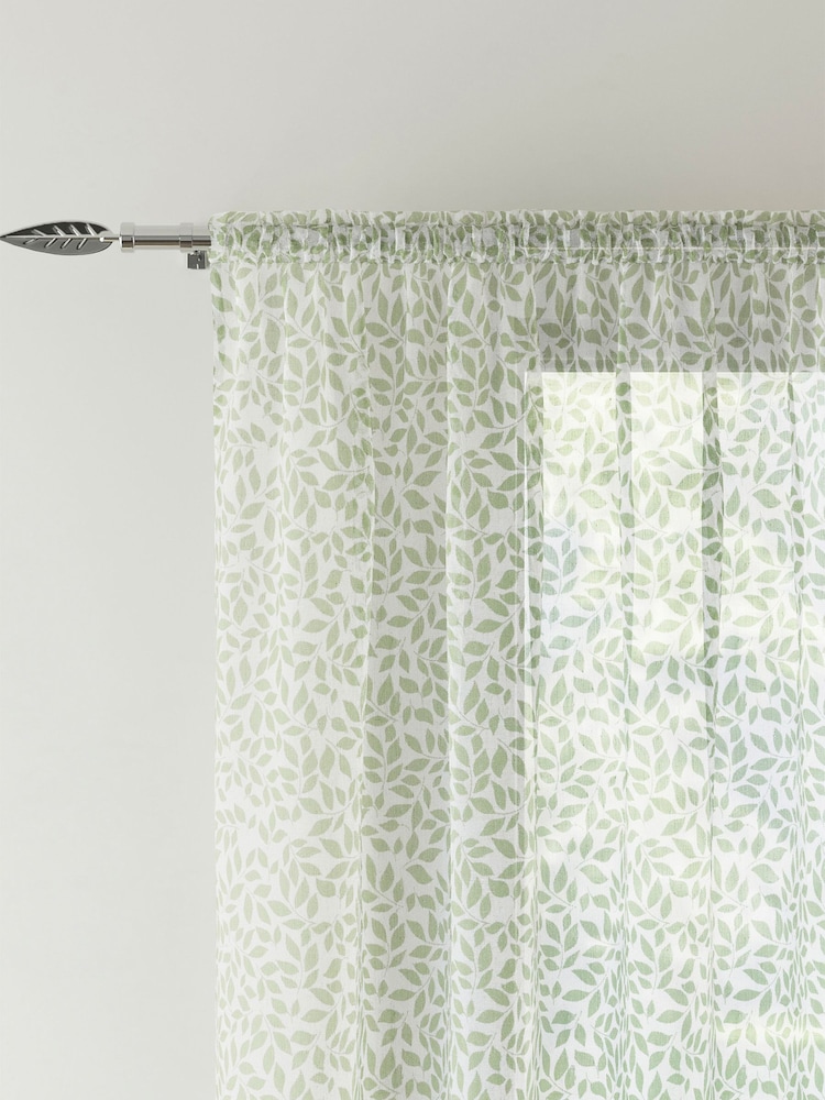 Enhanced Living Green Willow Pair Of Voile Panels - Image 2 of 3