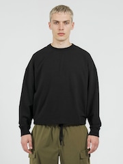 Religion Black Crop Box Sweat Top - Image 1 of 6