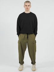 Religion Black Crop Box Sweat Top - Image 4 of 6