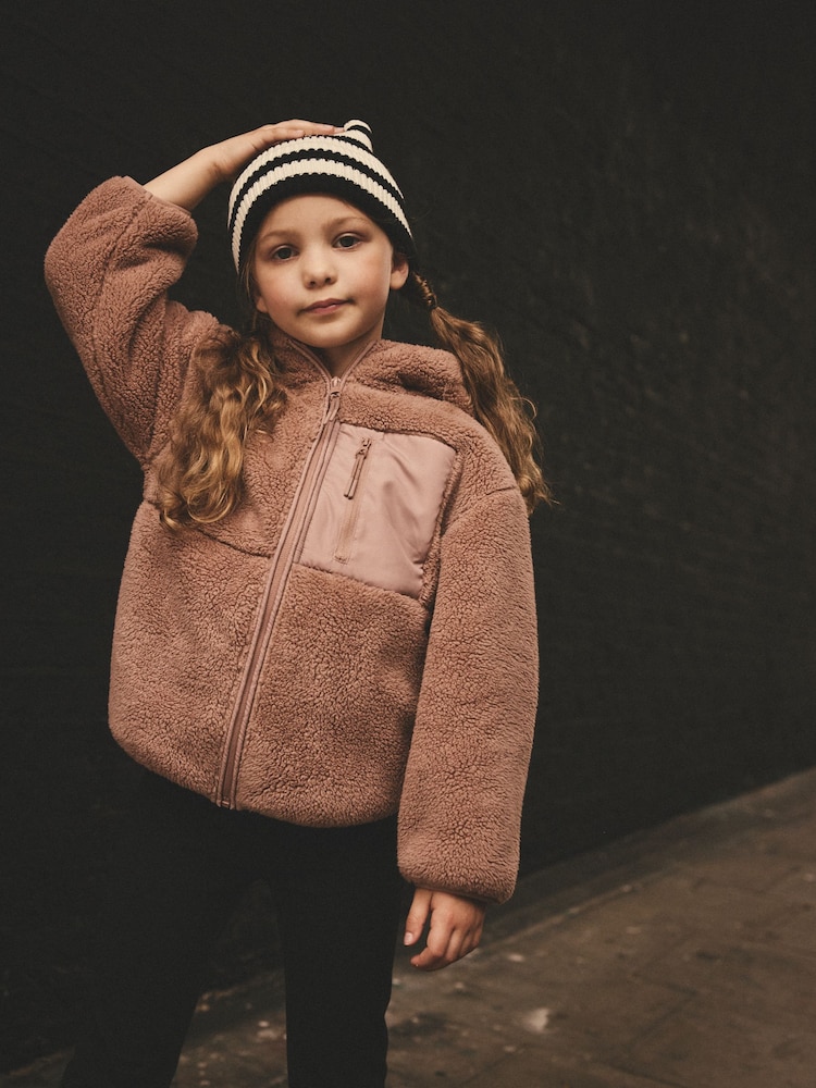 Black/Ecru Cream Stripe Rib Beanie Hat (1-16yrs) - Image 1 of 4