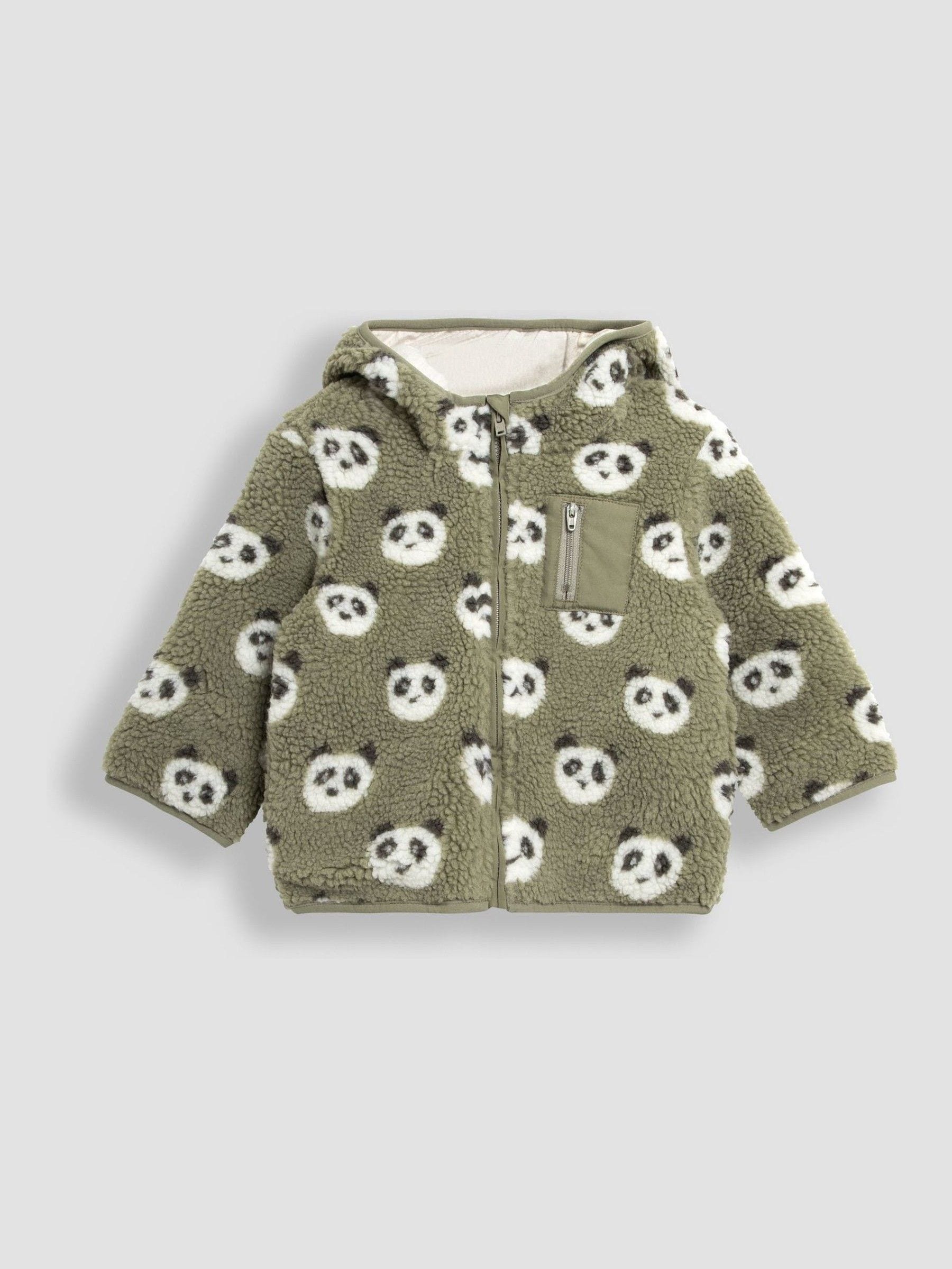 JoJo Maman Bébé Natural Tractor Hooded Teddy Fleece Jacket view 1