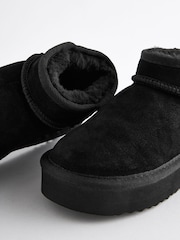 Black Flatform Mini Warm Lined Water Repellent Suede Pull-On Boots - Image 3 of 6