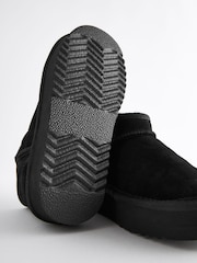 Black Flatform Mini Warm Lined Water Repellent Suede Pull-On Boots - Image 4 of 6