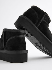 Black Flatform Mini Warm Lined Water Repellent Suede Pull-On Boots - Image 6 of 6