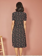 Yumi Black Watermelon Print Shirt Dress With Side Split - Image 4 of 5