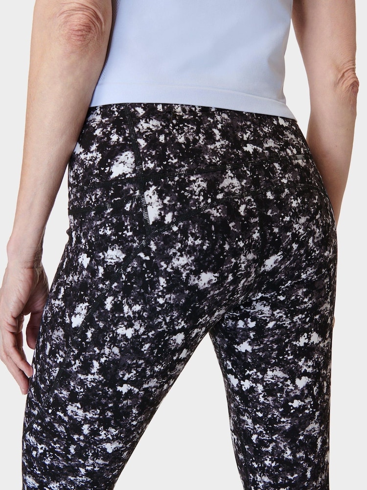 Sweaty Betty Black Electric Texture Print Full Length Power Workout Leggings - Image 9 of 9