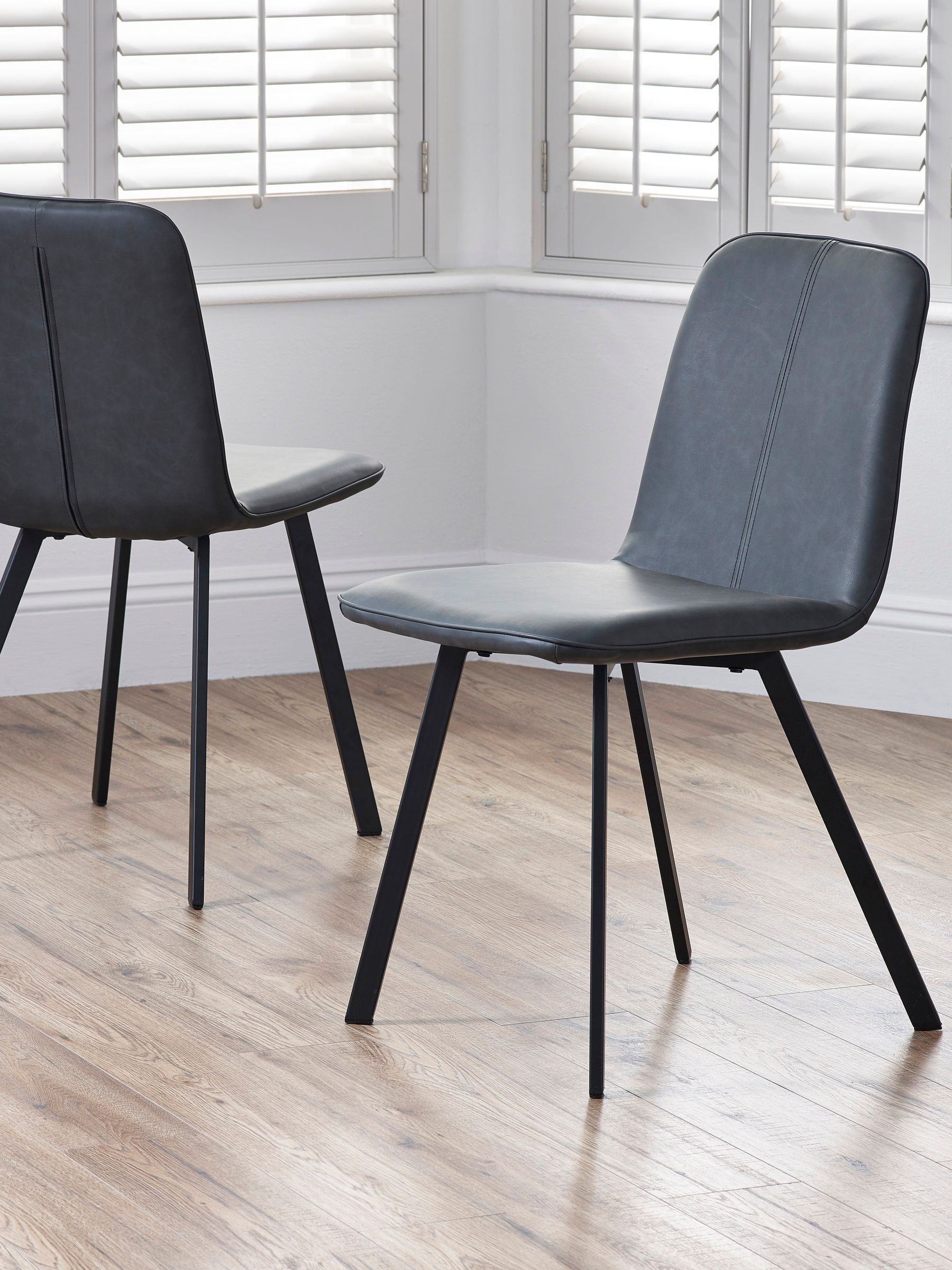 Julian Bowen Goya Dining Chairs, Set of 2, Faux Leather Black - H86 x D60cm | Industrial Style Kitchen Chairs for Dining Room, Kitchen Seat - Image 6