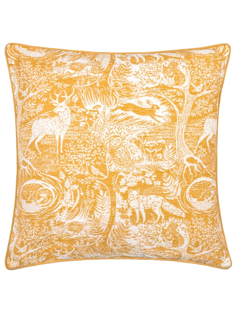Furn Ochre Winter Woods Animal Chenille Cushion - Image 2 of 5