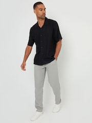 Threadbare Black Linen Blend Revere Collar Short Sleeve Shirt - Image 3 of 4
