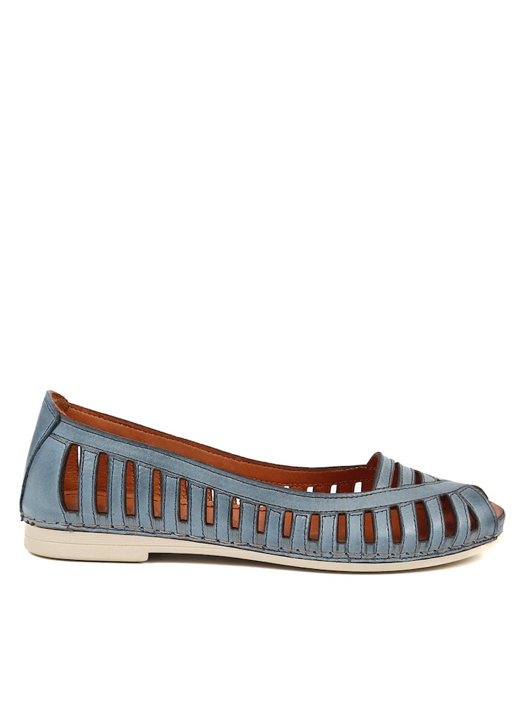 Pavers Blue Pavers Leather Open Toe Ballet Flats - Image 1 of 6