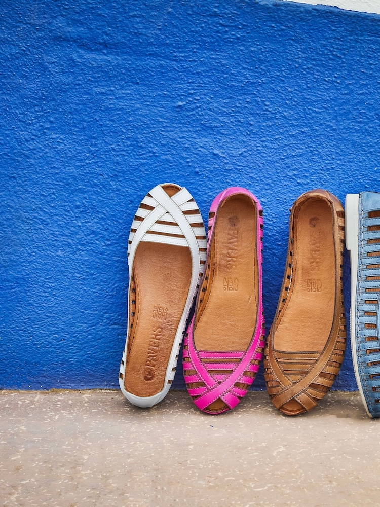 Pavers Blue Pavers Leather Open Toe Ballet Flats - Image 2 of 6