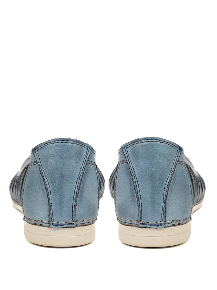 Pavers Blue Pavers Leather Open Toe Ballet Flats - Image 4 of 6