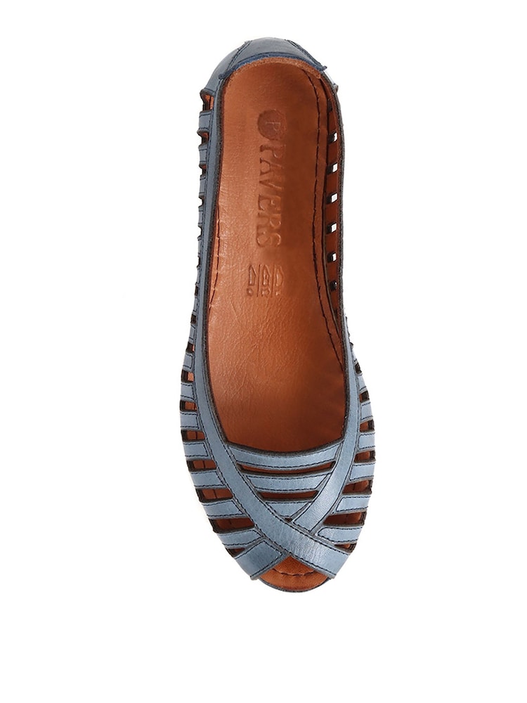 Pavers Blue Pavers Leather Open Toe Ballet Flats - Image 5 of 6