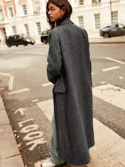 Dark Grey Premium Wool Blend Textured Coat - Image 3 of 8