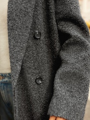 Dark Grey Premium Wool Blend Textured Coat - Image 5 of 8