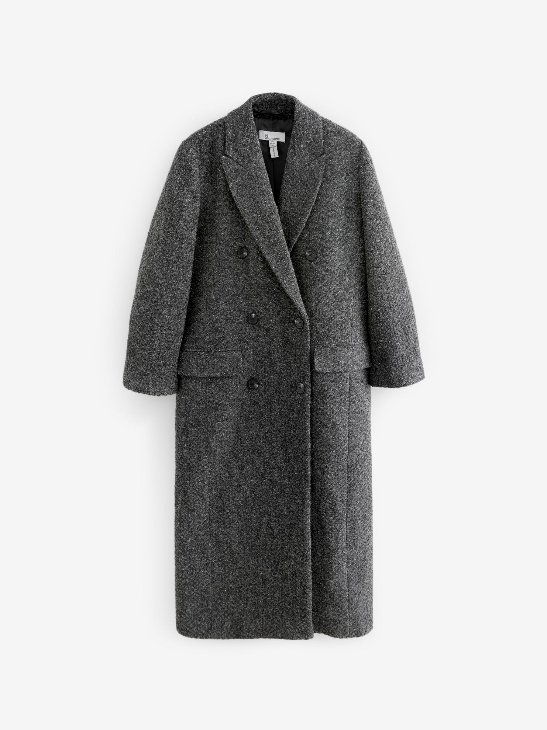 Buy Dark Grey Premium Wool Blend Textured Coat from Next USA