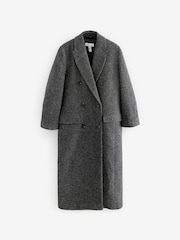 Dark Grey Premium Wool Blend Textured Coat - Image 6 of 8