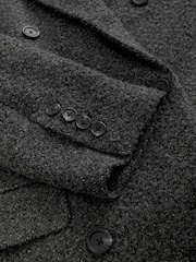 Dark Grey Premium Wool Blend Textured Coat - Image 7 of 8