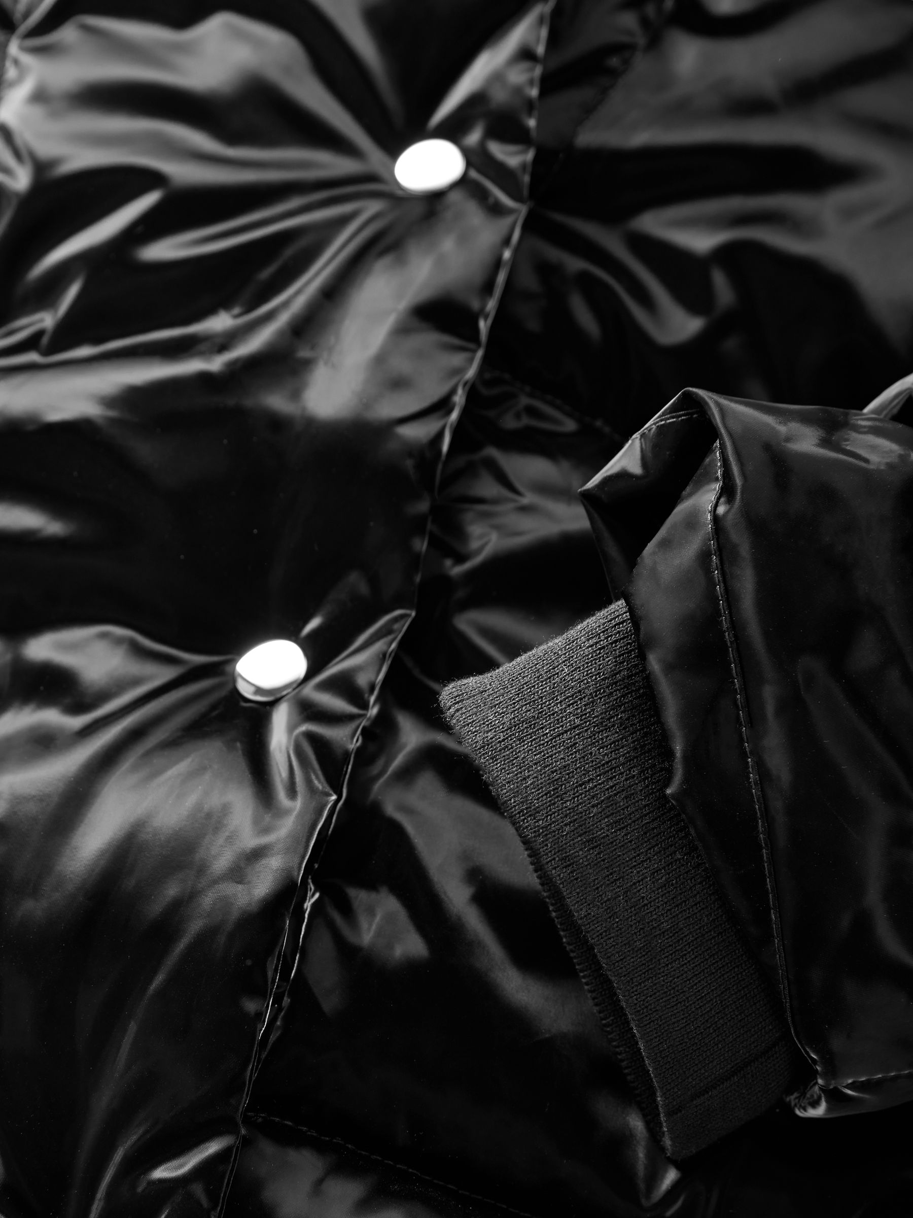 Black high shine padded bomber jacket clearance