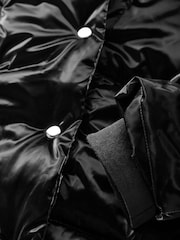 Black High Shine Shower Resistant Padded Coat - Image 8 of 9