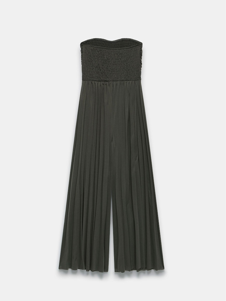 Mint Velvet Green Pleated Bandeau Wide Jumpsuit - Image 4 of 4 Mint Velvet Green Pleated Bandeau Wide Jumpsuit - Image 4 of 4