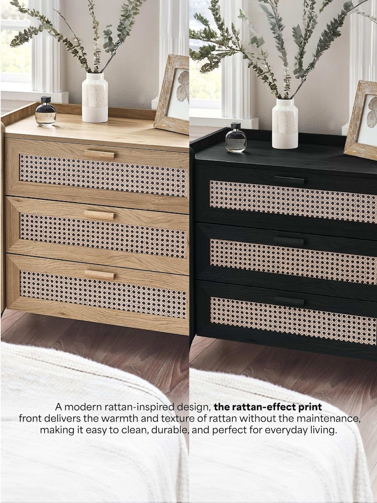 Julian Bowen Brown Sydney Faux Rattan 3 Drawer Chest - Image 7 of 7