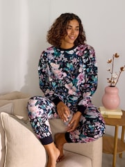 Brown Floral Cosy Long Sleeve Pyjamas - Image 3 of 10