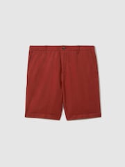 Reiss Rust Ezra Cotton Linen Blend Internal Drawstring Shorts - Image 2 of 6