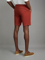 Reiss Rust Ezra Cotton Linen Blend Internal Drawstring Shorts - Image 5 of 6
