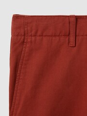 Reiss Rust Ezra Cotton Linen Blend Internal Drawstring Shorts - Image 6 of 6
