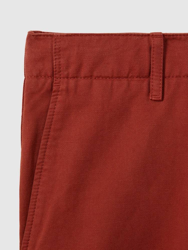 Reiss Rust Ezra Cotton Linen Blend Internal Drawstring Shorts - Image 6 of 6