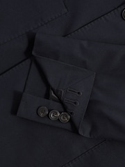 Reiss Navy Seare Double Breasted Cotton Blend Blazer - Image 6 of 7