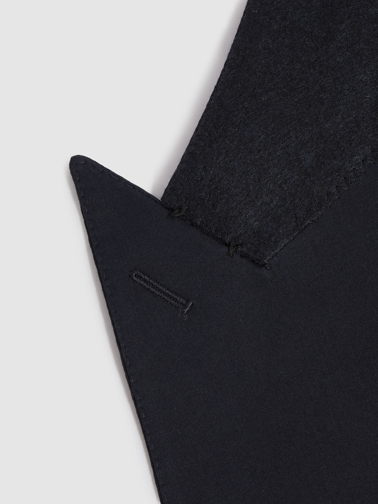 Reiss Navy Seare Double Breasted Cotton Blend Blazer - Image 7 of 7