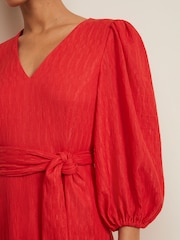 Phase Eight Orange Petite Petite Marilyn Puff Sleeve Midi Dress - Image 4 of 6